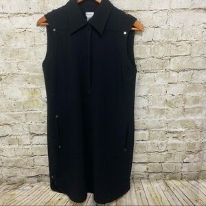 Cache Black Gold Button Sleeveless Popover Sheath Dress